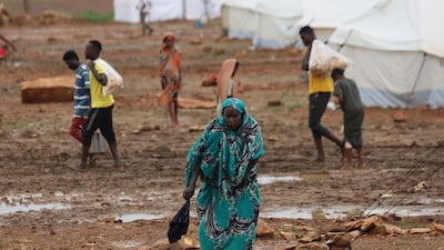 Displaced people at a camp in Sinja town, in Sudan's south-eastern Sennar state. EPA