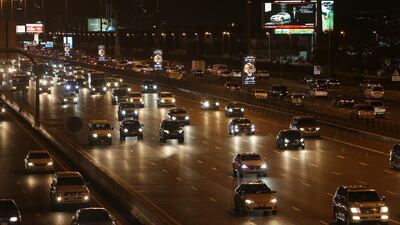 Traffic on Sheikh Zayed Road in Dubai. Last year 12 people were killed in the emirate in incidents involving drivers under the influence of alcohol. Pawan Singh / The National