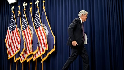Jerome Powell, head of the US Federal Reserve, after a Federal Open Market Committee meeting in Washington on April 29. Bloomberg