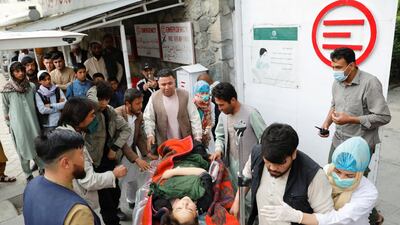 An injured woman is transported to a hospital after a blast in Kabul, Afghanistan. Reuters