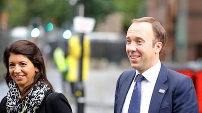 Health Secretary Matt Hancock with his aide Gina Coladangelo in 2019 before security footage of the pair led to his downfall. Reuters
