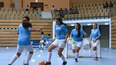 Sixty girls aged between 3 and 16 are taking part in the first term of the current City Football Schools season, which began last month. This is the first season that enough girls have signed up to warrant their own training programme. Jeffrey E Biteng / The National