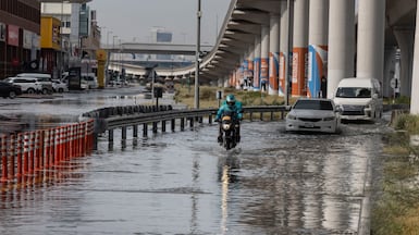 Rain caused minor flooding in Dubai on Saturday morning. Antonie Robertson/The National