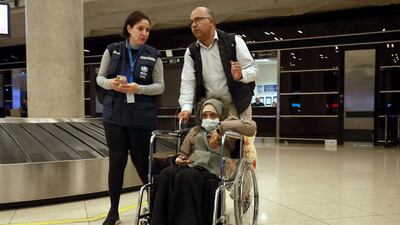 A Yemeni girl arrives at Queen Alia International Airport, south of the Jordanian capital Amman, following a second United Nations medical evacuation from Sanaa. AFP