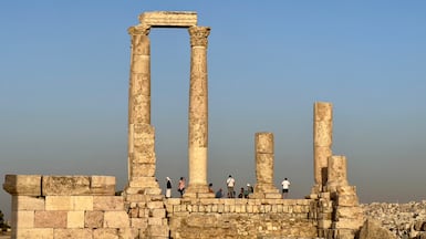 Tourists visit the ruins of the historic Roman Temple of Hercules in Amman, Jordan. AFP