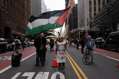 A pro-Palestinian protest against Benjamin Netanyahu's visit to the UN in New York. EPA