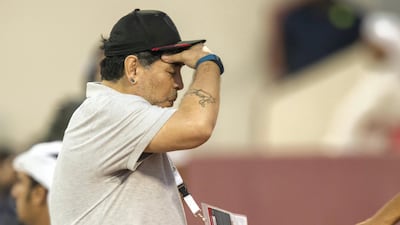 Diego Maradona looks worried on the sidelines. Christopher Pike / The National