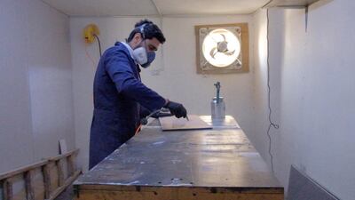 Abdelrahman Kilani at his workshop in Ruseifeh, on the outskirts of Amman. Amy McConaghy / The National