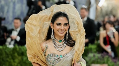 Isha Ambani wore diamonds borrowed from her mother's collection at the Met Gala 2026. Reuters