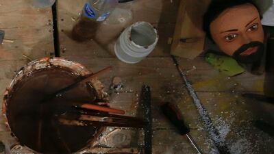 A workbench in marionette maker Mohamed Fawzy Bakkar's workshop in Cairo. Puppetry is a traditional art in Egypt, dating back to the rule of the pharaohs and the Ottoman Empire. Reuters