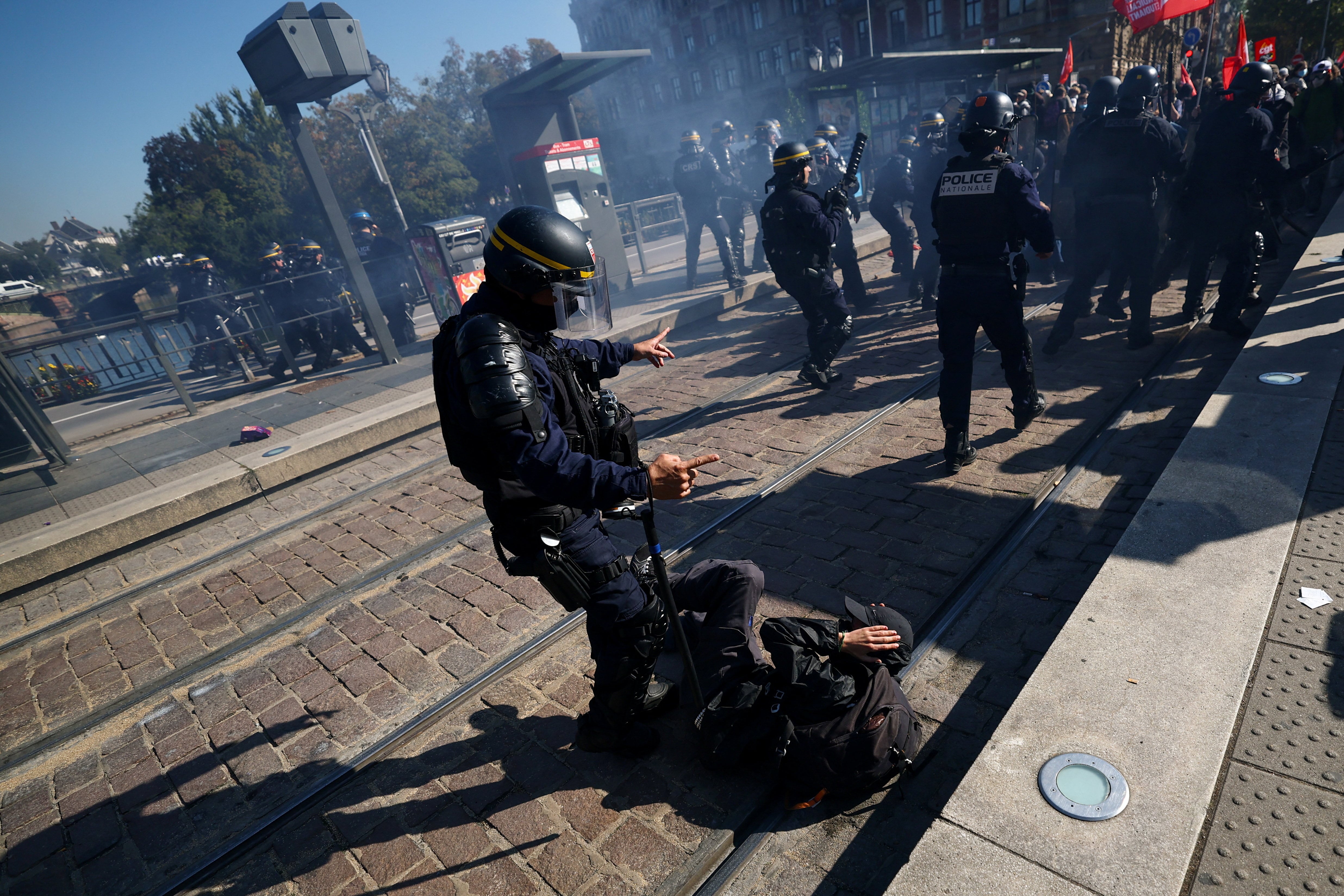 Police and activists clash in Strasbourg. Reuters
