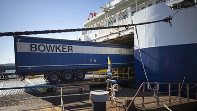 A cargo lorry reverses as it debarks the Pride of York ferry after arriving from Hull, UK at the Port of Zeebrugge in Zeebrugge, Belgium.EU leaders says Britain leaving the union will only add to red tape and costs. Jasper Juinen/Bloomberg