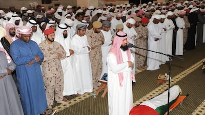 The funeral service for Obaid Al Mazroui, who died while on a training exercise in the UAE. Photo courtesy Aletihad