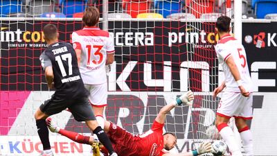 Hoffenheim's Steven Zuber scores his team's second goal. EPA