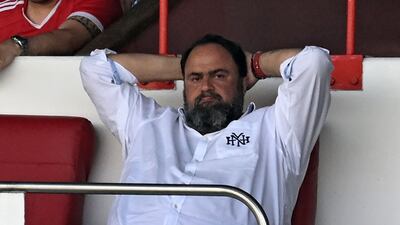 Nottingham Forest's Greek owner Evangelos Marinakis watches the action. AFP