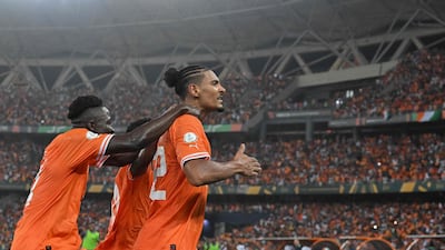 Ivory Coast forward Sebastien Haller celebrates scoring his team's second goal. AFP