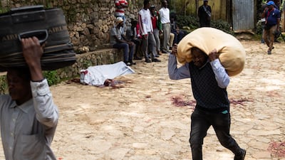 Haitians flee violence in Kescoff, near Port-au-Prince. AFP