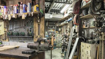 The fully functioning bike workshop at the back is housed in a repurposed shipping container replete with large windows to allow visitors to see the oil-under-the-fingernails toil. Antonie Robertson / The National.