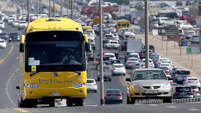 School bus trips account for 13 per cent of the total number of trips during the morning rush hours in Dubai. Satish Kumar / The National