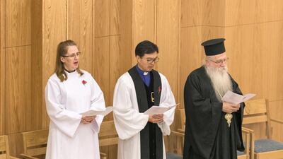 The St Andrew's Church Remembrance Day service. Reem Mohammed / The National