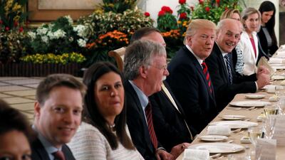 US president Donald Trump and his delegation have lunch. Jonathan Ernst / Reuters