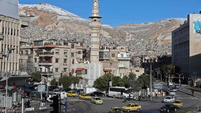 Snow is seen on Mount Qasion in the Syrian capital Damascus. AFP