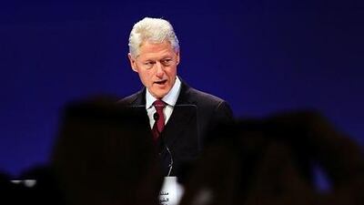 Former US president Bill Clinton at the Mena Diabetes Leadership Forum in Dubai. (Satish Kumar / The National