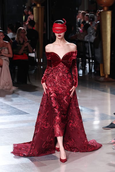 Decadence and art are the inspiration for Elie Saab's haute couture show. Getty Images