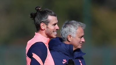 Gareth Bale with manager Jose Mourinho. Getty