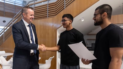 Ibrahim Tanner and his brother at Brighton College Dubai. Antonie Robertson / The National