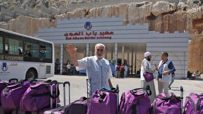 A Syrian pilgrim at the Bab al-Hawa border crossing with Turkey, from where he will be travelling to Saudi Arabia for the annual Hajj pilgrimage. AFP