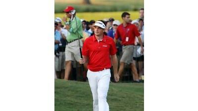 Keegan Bradley with his belly putter, which helped him win the US PGA Championship on Sunday.