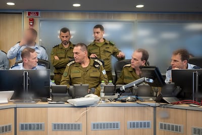 Israeli military Chief of Staff Eyal Zamir (C), overseeing Israeli Army attacks against Iran from the Air Force operations room in Jerusalem, Israel, 13 June 2025. EPA