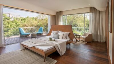 A bedroom with an outdoor deck at 219 Boat Club 