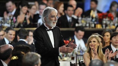 Michael Haneke at this year's Golden Globe Awards, where his film The White Ribbon won Best Foreign Language Film.