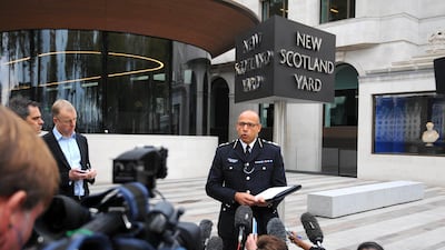 Metropolitan Police Deputy Assistant Commissioner Neil Basu speaks to the media outside New Scotland Yard, London.