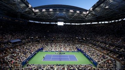 Serena Williams returns a shot Danka Kovinic at USTA Billie Jean King National Tennis Center on August 29, 2022 in the Flushing neighborhood of the Queens borough of New York City. AFP