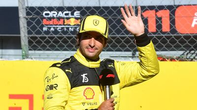 Ferrari's Charles Leclerc after qualifying in pole position for the Italian Grand Prix in Monza. Reuters