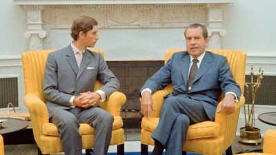President Richard Nixon with King Charles III, who was the Prince of Wales at the time, in the Oval Office of the White House in 1970. Photo: White House