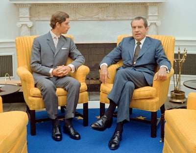 President Richard Nixon with Prince Charles in 1970 in the Oval Office of the White House. Photo: White House