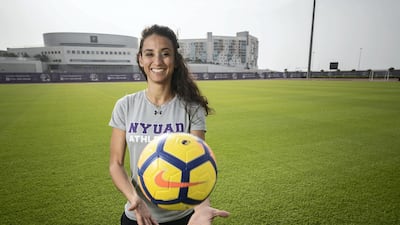 Lyne Ismail, head coach of the NYU Abu Dhabi women’s football team, works for the Department of Athletics as a programme coordinator. Ms Ismail has worked for different sporting venues and events around Abu Dhabi in the past. Antonie Robertson/The National
