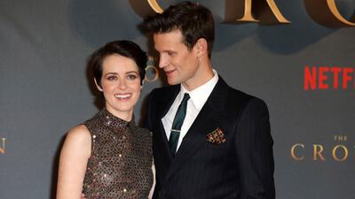 Actors Claire Foy, left, and Matt Smith pose for photographers on arrival at the premiere of the series The Crown, Season 2 in central London. Grant Pollard / Invision / AP