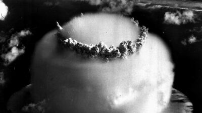 An atomic test blast was conducted by the US in the Marhsall Islands in 1946. The area remains contaminated by radioactive material to this day. AP