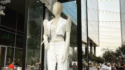 A look comprising a corset, bolera jacket and fitted trousers by Atelier Ignacio on display in Dubai Design District. Photo: Atelier Ignacio / Instagram