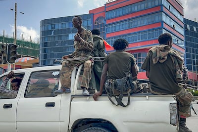 Members of the Ethiopian pro-government Tigray Peace Force (TPF) patrol the streets of the Tigray capital of Mekelle on October 4, 2026. AFP