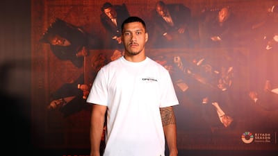 Jai Opetaia poses for a photo as he arrives ahead of the Day of Reckoning. Getty Images