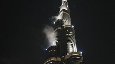 An image started circulating most notably on Twitter appearing to show smoke coming out of the world’s tallest building at about its midway point, using the hashtag #Burjkhalifafire. Sarah Dea / The National