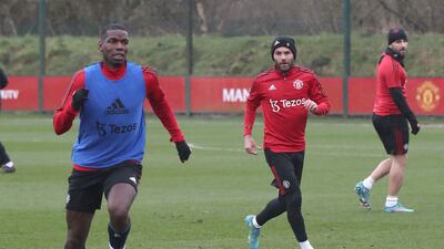 Pogba and Mata during the session.