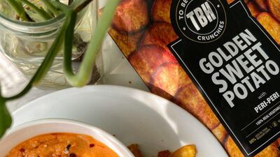 Vaccum-cooked sweet potato crisps with peri-peri, from To Be Honest and available at Hayawiia