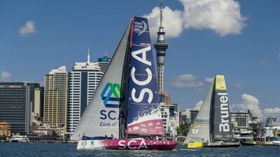 Team SCA and Team Brunel compete in the New Zealand Herald InPort Race in Auckland, New Zealand. Getty Images